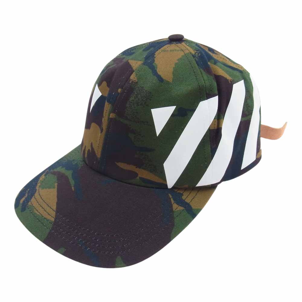 OFF-WHITE オフホワイト 18SS OMLB008S18814040 バイアス プリント カモフラ キャップ  モスグリーン系 O/S【中古】
