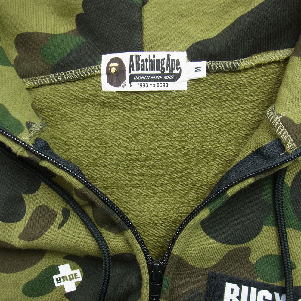 A BATHING APE アベイシングエイプ 001ZPA301019X BUSY OPERTR ワッペン ロゴ カモフラ フルジップ パーカー マルチカラー系 M【中古】