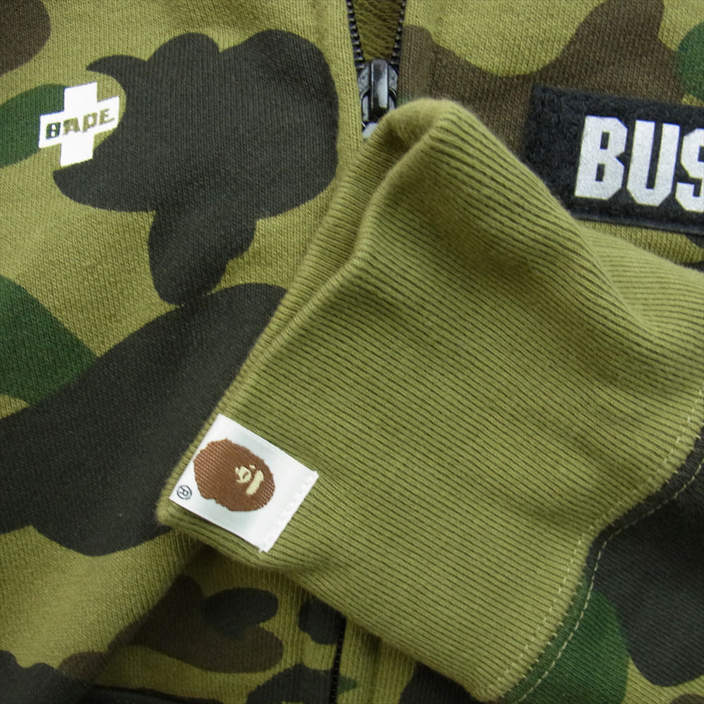 A BATHING APE アベイシングエイプ 001ZPA301019X BUSY OPERTR ワッペン ロゴ カモフラ フルジップ パーカー マルチカラー系 M【中古】