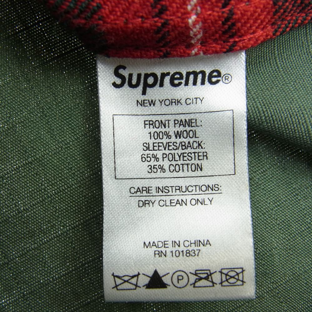 Supreme シュプリーム × COMME des GARCONS SHIRT Work Jacket コムデギャルソンシャツ フロントタータンチェック切替 ジップアップ ジャケット カーキ系 レッド系 M【中古】
