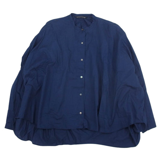 ミズイロインド 丸首 バンドカラー 長袖 シャツ ブラウス ネイビー ネイビー系【中古】