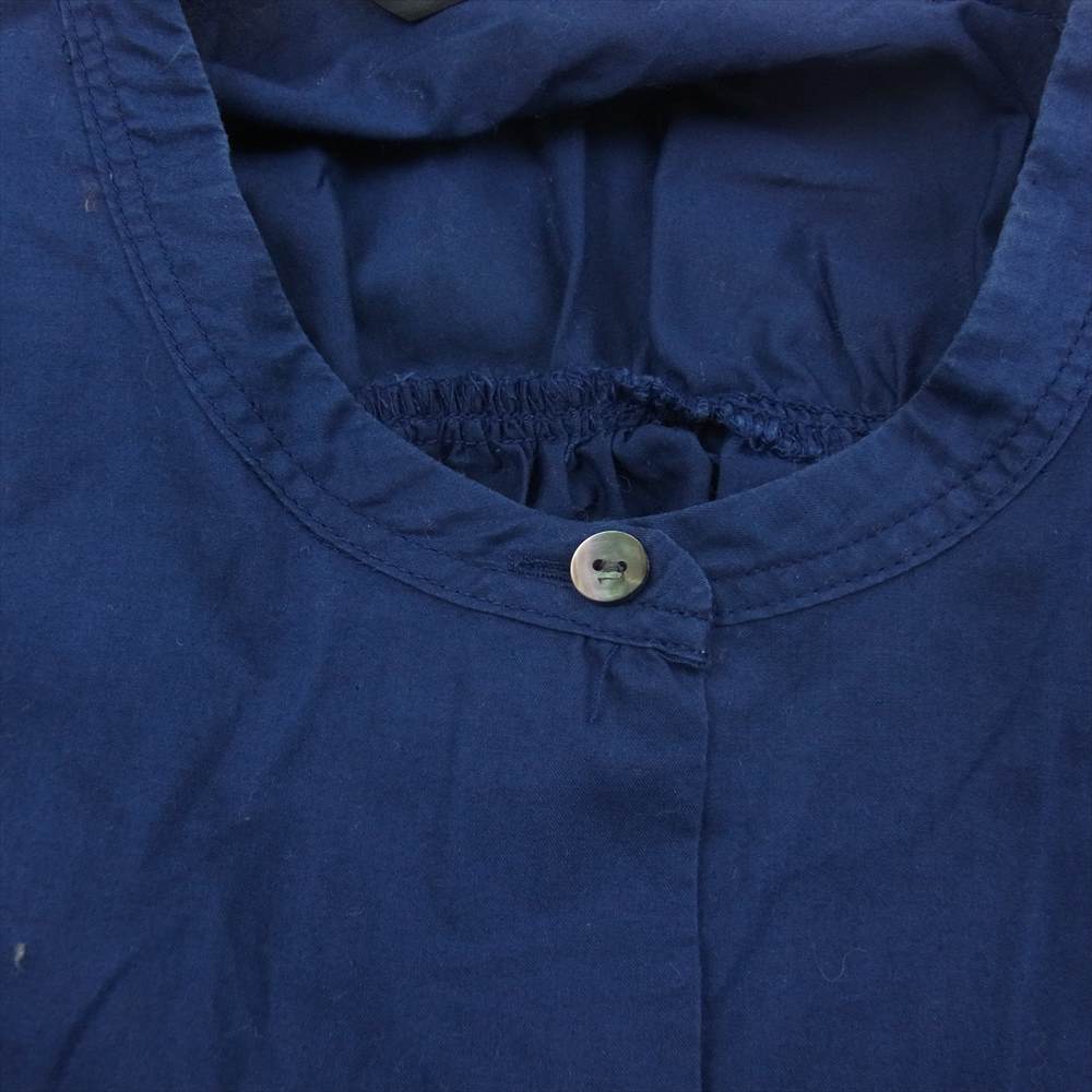 ミズイロインド 丸首 バンドカラー 長袖 シャツ ブラウス ネイビー ネイビー系【中古】