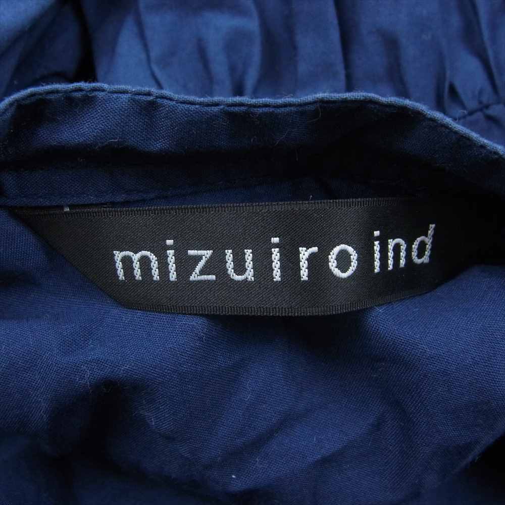 ミズイロインド 丸首 バンドカラー 長袖 シャツ ブラウス ネイビー ネイビー系【中古】