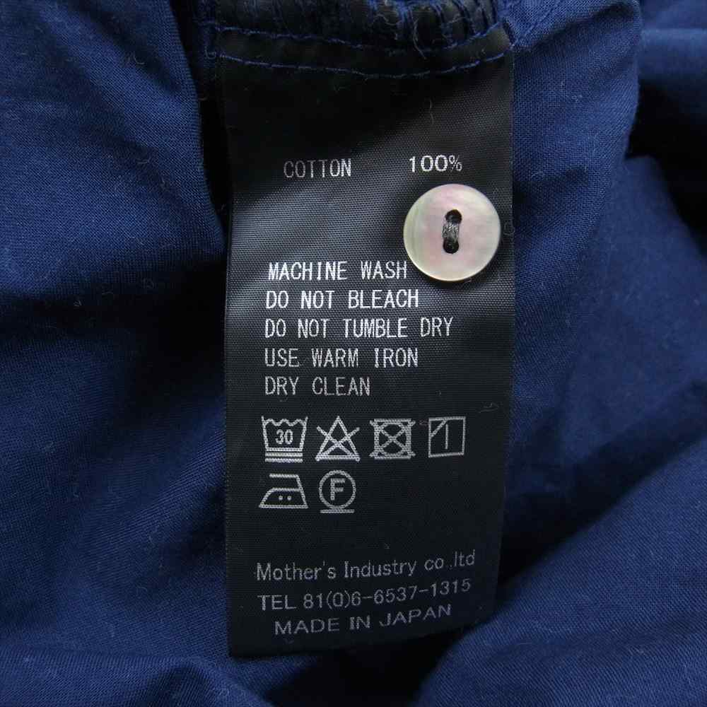 ミズイロインド 丸首 バンドカラー 長袖 シャツ ブラウス ネイビー ネイビー系【中古】