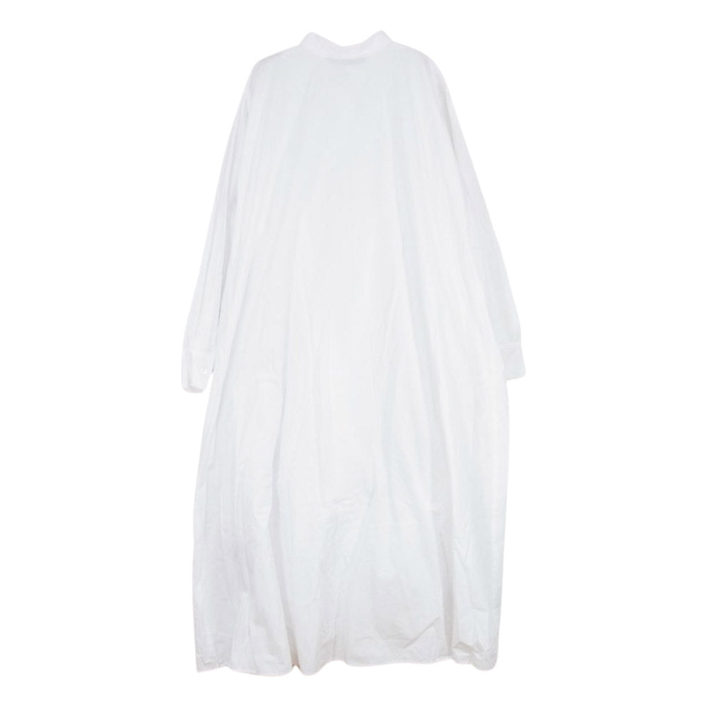 ミズイロインド Aライン フレア レギュラーカラー 長袖 シャツ ワンピース ブラウス ホワイト系【中古】