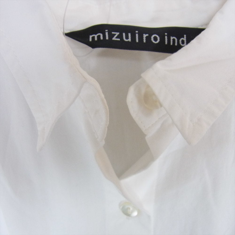 ミズイロインド Aライン フレア レギュラーカラー 長袖 シャツ ワンピース ブラウス ホワイト系【中古】