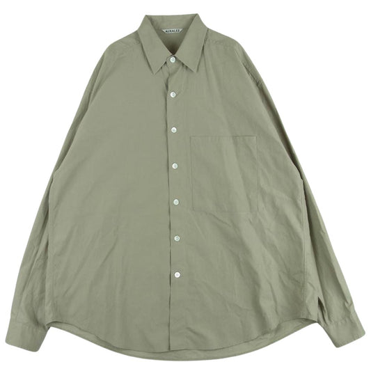 AURALEE オーラリー 18AW A8AS02TN WASHED FINX TWILL SHIRTS ウォッシュドフィンクス ツイル 長袖 シャツ グレイッシュベージュ系 4【中古】