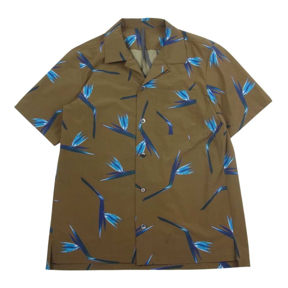 ATTACHMENT アタッチメント 19SS KS91-079 ストレッチ タフタ オープンカラー 半袖シャツ  カーキ カーキ系 2【中古】