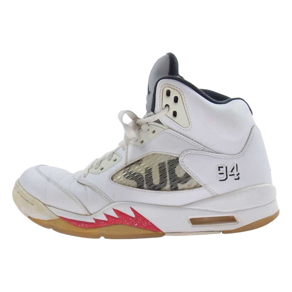 Supreme シュプリーム 824371-101 Nike Air Jordan 5 Retro ナイキ エアジョーダン5 レトロ スニーカー ホワイト系 27.5cm【中古】