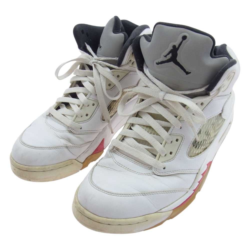 Supreme シュプリーム 824371-101 Nike Air Jordan 5 Retro ナイキ エアジョーダン5 レトロ スニーカー ホワイト系 27.5cm【中古】