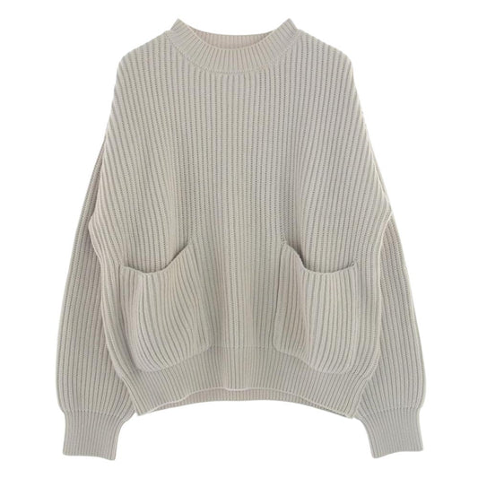 UNUSED アンユーズド US1548-C220S3 3G pullover knit ポケット付き コットン カシミア カシミヤ クルーネック ニット プルオーバー オフホワイト系 3【中古】