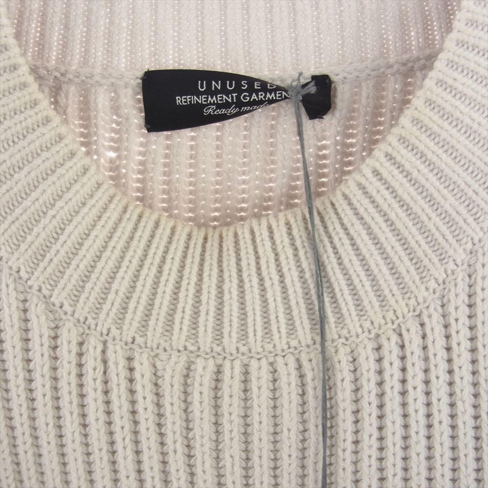 UNUSED アンユーズド US1548-C220S3 3G pullover knit ポケット付き コットン カシミア カシミヤ クルーネック ニット プルオーバー オフホワイト系 3【中古】