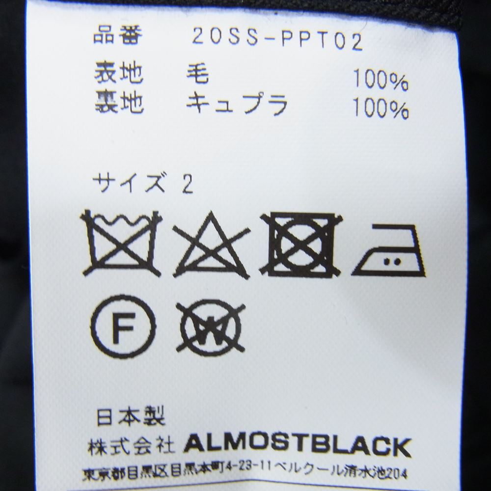 オールモストブラック 20SS-PPT02 トラウザーズ スラックス パンツ ブラック系 2【新古品】【未使用】【中古】