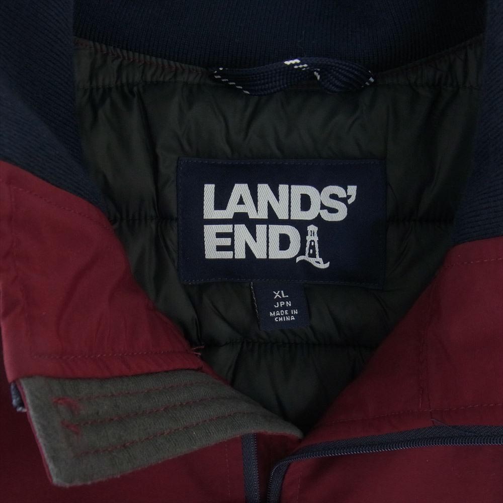 ランズエンド プリマロフト 中綿 ブルゾン ジャケット ワインレッド系 XL【中古】