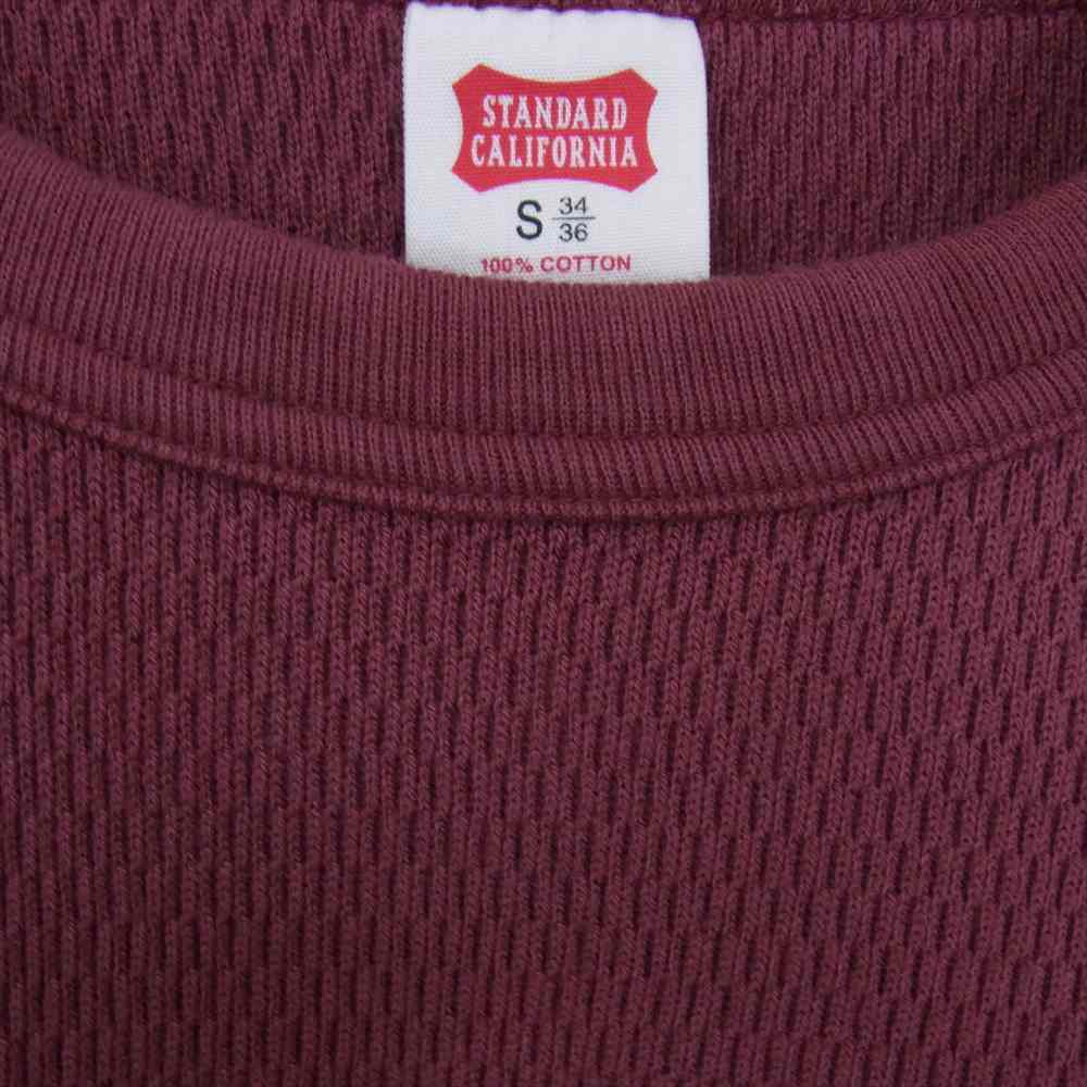 STANDARD CALIFORNIA スタンダードカリフォルニア SD Honeycomb Thermal Sweat ハニカム サーマル 長袖 Tシャツ エンジ系 S【極上美品】【中古】