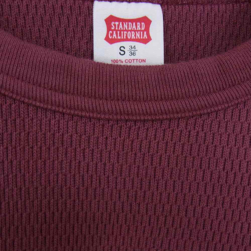 STANDARD CALIFORNIA スタンダードカリフォルニア SD Honeycomb Thermal Sweat ハニカム サーマル 長袖 Tシャツ エンジ系 S【極上美品】【中古】