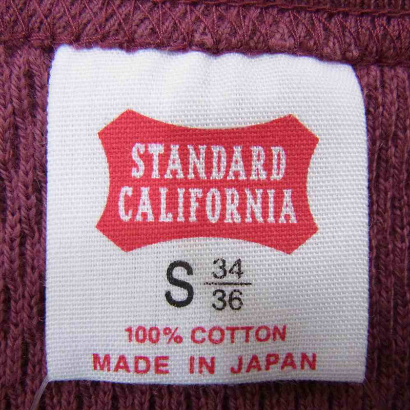 STANDARD CALIFORNIA スタンダードカリフォルニア SD Honeycomb Thermal Sweat ハニカム サーマル 長袖 Tシャツ エンジ系 S【極上美品】【中古】