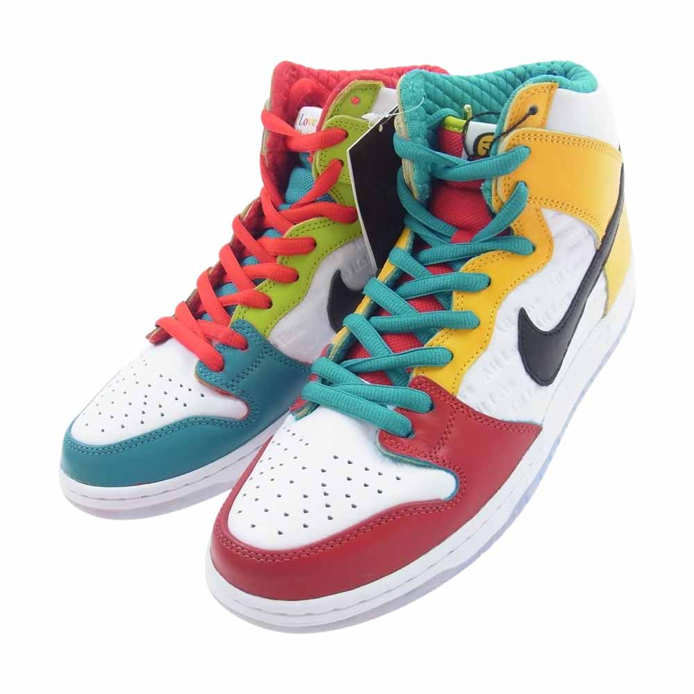 NIKE ナイキ DH7778-100 × froSkate SB Dunk High Pro QS All Love フロスケート ダンク ハイ オール ラブ スニーカー ホワイト系 インディゴブルー系 イエロー系 29cm【新古品】【未使用】【中古】