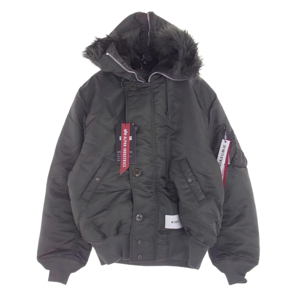 WTAPS ダブルタップス TA0690-9019 × ALPHA INDUSTRIES アルファインダストリーズ N-2B ミリタリー フライト ジャケット モスグリーン系 S【新古品】【未使用】【中古】