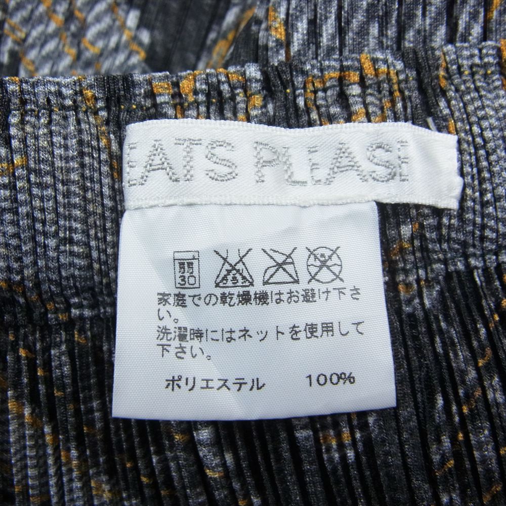 PLEATS PLEASE プリーツプリーズ イッセイミヤケ 09SS PP91-JG562 プリーツ加工 デニム転写 ひざ丈 総柄 スカート ブラック系 4【中古】