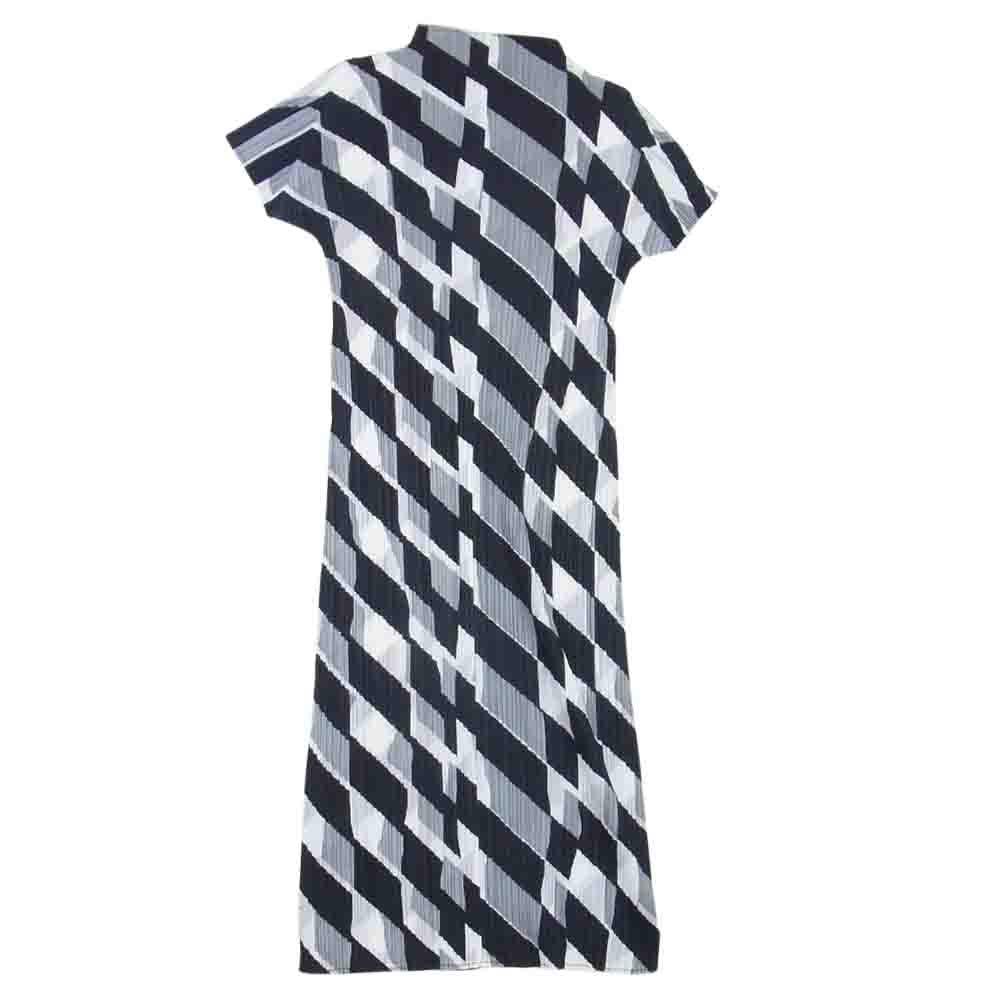PLEATS PLEASE プリーツプリーズ イッセイミヤケ PP33-JH854 プリーツ加工 総柄  ボトルネック ロング ワンピース ブラック系 2【中古】