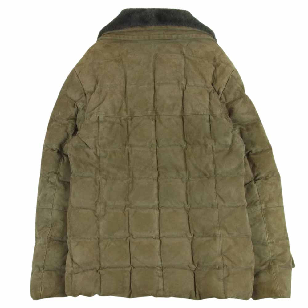 エンメティ 国内正規品 イタリア製 ゴートレザー スエード 襟ムートン着脱式 Pコート ピーコート ダウン ジャケット ブラウン系 48【中古】