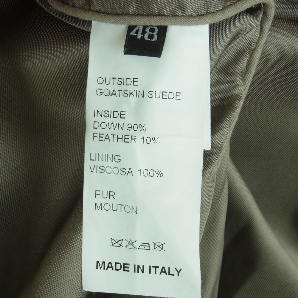 エンメティ 国内正規品 イタリア製 ゴートレザー スエード 襟ムートン着脱式 Pコート ピーコート ダウン ジャケット ブラウン系 48【中古】