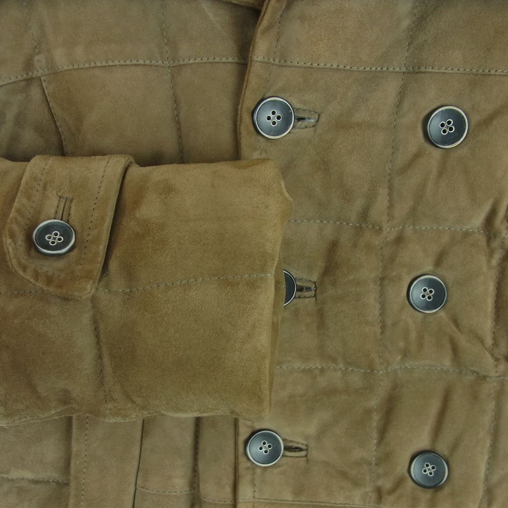 エンメティ 国内正規品 イタリア製 ゴートレザー スエード 襟ムートン着脱式 Pコート ピーコート ダウン ジャケット ブラウン系 48【中古】