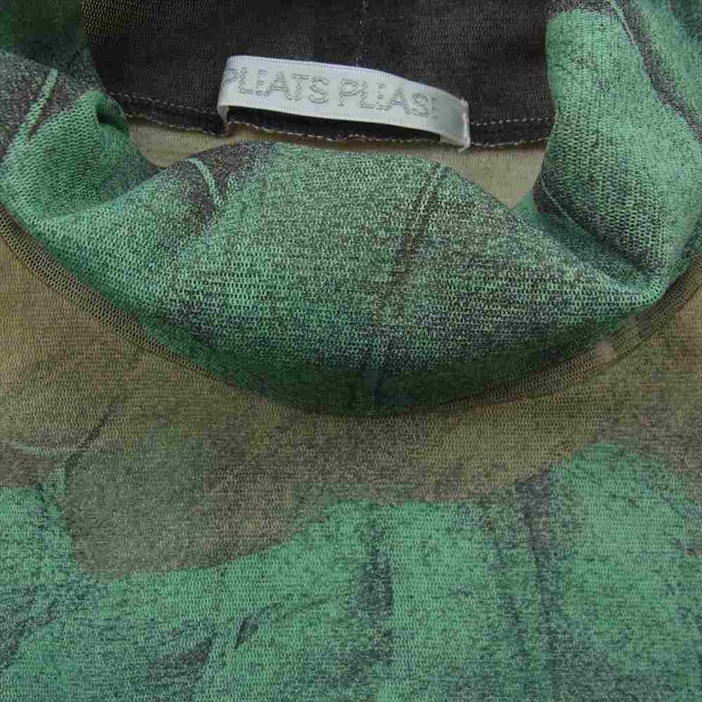 PLEATS PLEASE プリーツプリーズ イッセイミヤケ PP34-JR772 総柄 リーフ柄 マルチカラー ハイネック  長袖 Tシャツ マルチカラー系 5【中古】