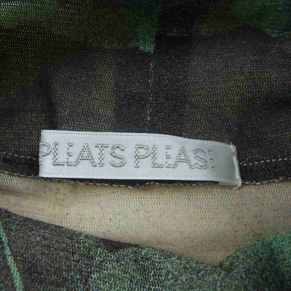 PLEATS PLEASE プリーツプリーズ イッセイミヤケ PP34-JR772 総柄 リーフ柄 マルチカラー ハイネック  長袖 Tシャツ マルチカラー系 5【中古】