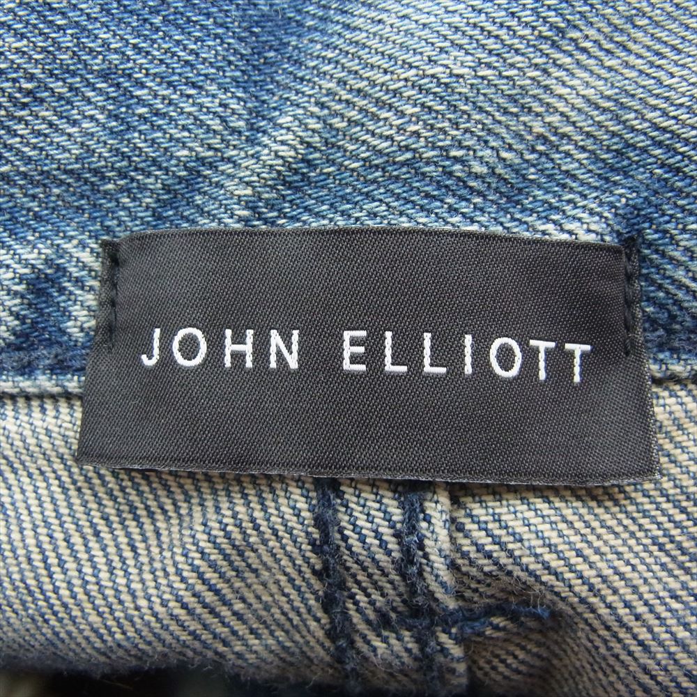 ジョンエリオット ダメージ リペア ボタンフライ ストレート デニム パンツ インディゴブルー系 31【中古】