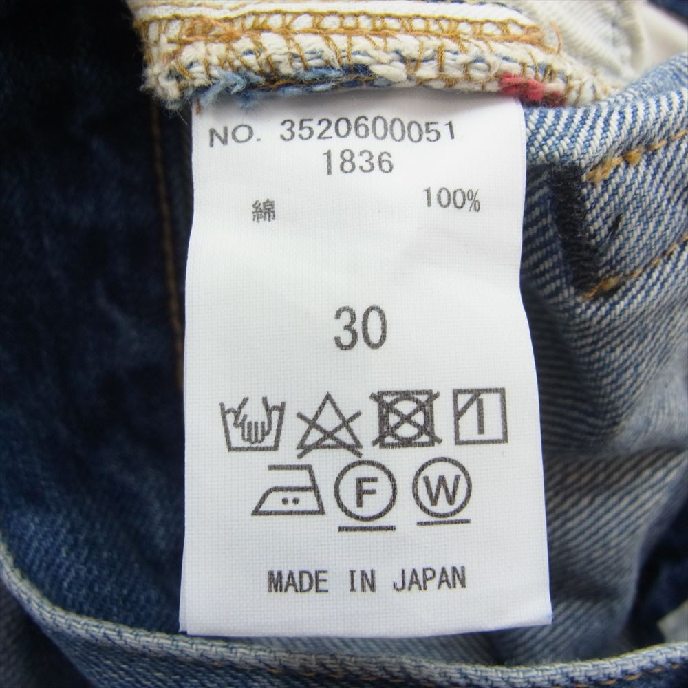 Ron Herman ロンハーマン 3520600051 Cut-off Slim Straight Denim Pants カットオフ ペンキ加工 スリム ストレート デニム パンツ インディゴブルー系 30【中古】