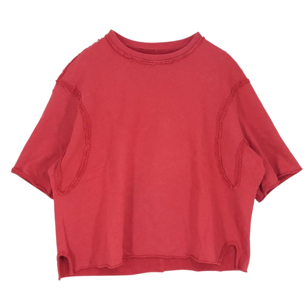 マイヌ フリンジ加工 カットオフ 半袖 スウェット レッド系 2【中古】