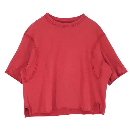 マイヌ フリンジ加工 カットオフ 半袖 スウェット レッド系 2【中古】