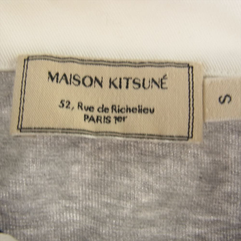 MAISON KITSUNE メゾンキツネ GM00216KJ0071 刺繍 長袖 ポロシャツ ラガーシャツ グレー系 ネイビー系 レッド系 S【中古】