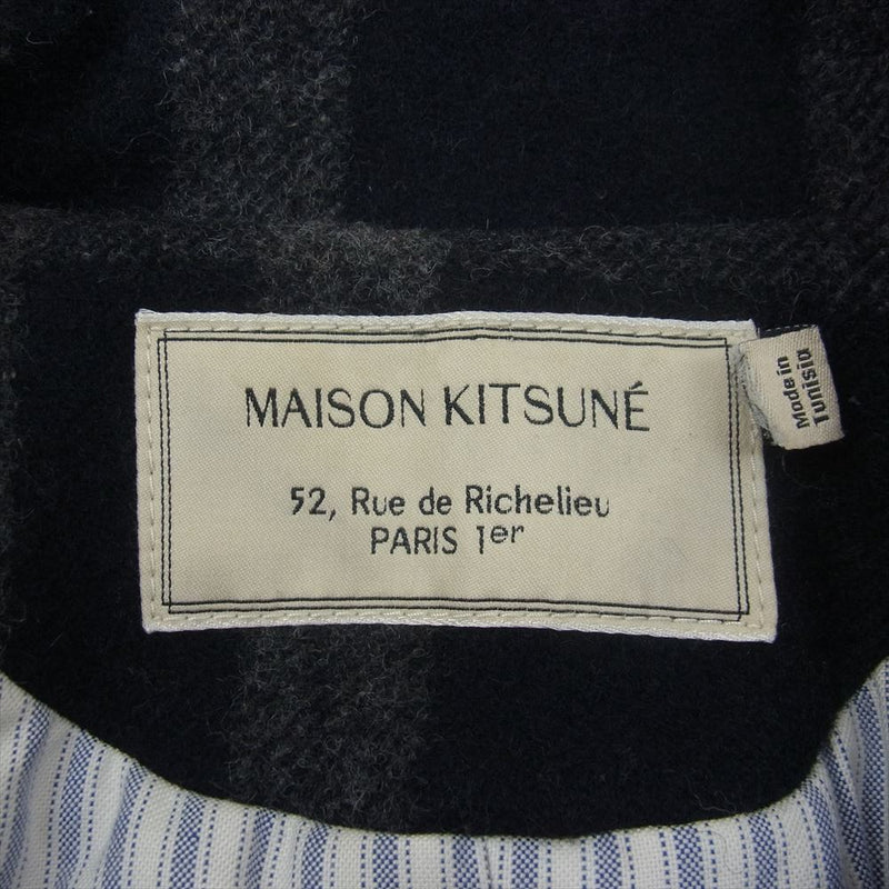 MAISON KITSUNE メゾンキツネ KMO-0450 ウール チェック Ｐコート ブラック系 グレー系 S【中古】