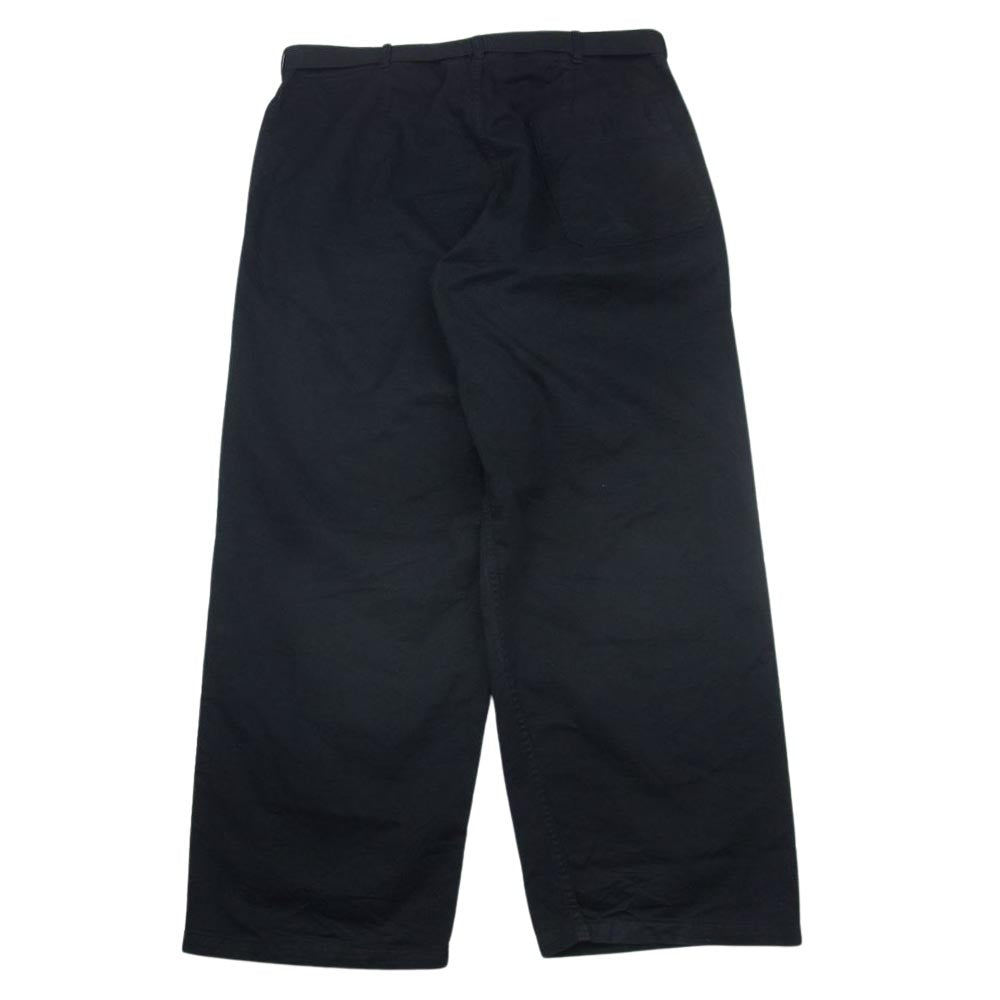 ミリタリー ドイツ軍 ベルト付き 後染め オーバーダイ コットン ワークパンツ ブラック系【中古】