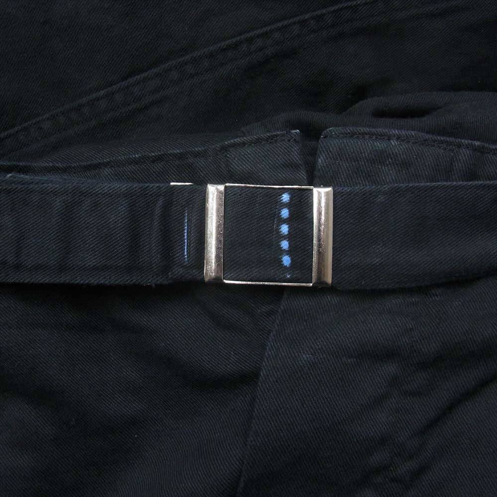 ミリタリー ドイツ軍 ベルト付き 後染め オーバーダイ コットン ワークパンツ ブラック系【中古】