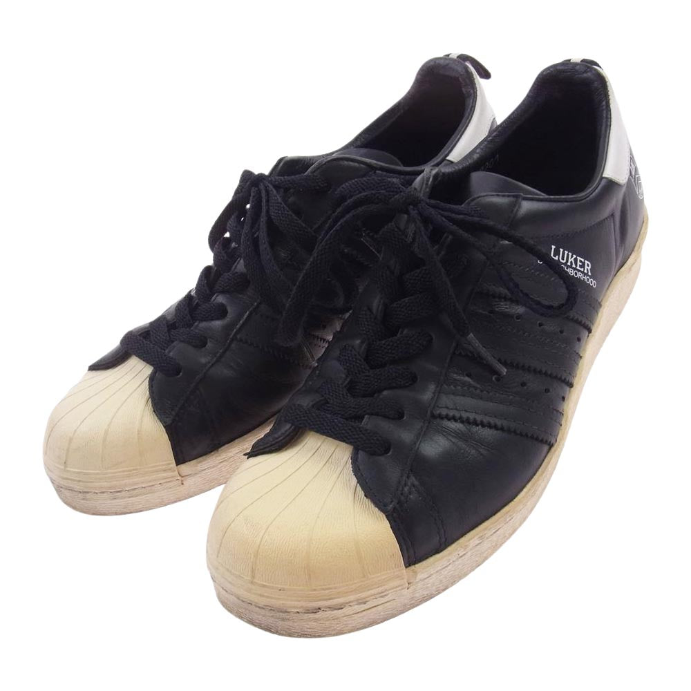 adidas アディダス G17201 Superstar 80s Luker Neighborhood ルーカー バイ ネイバーフッド スーパースター ローカット スニーカー ブラック系 27.5cm【中古】