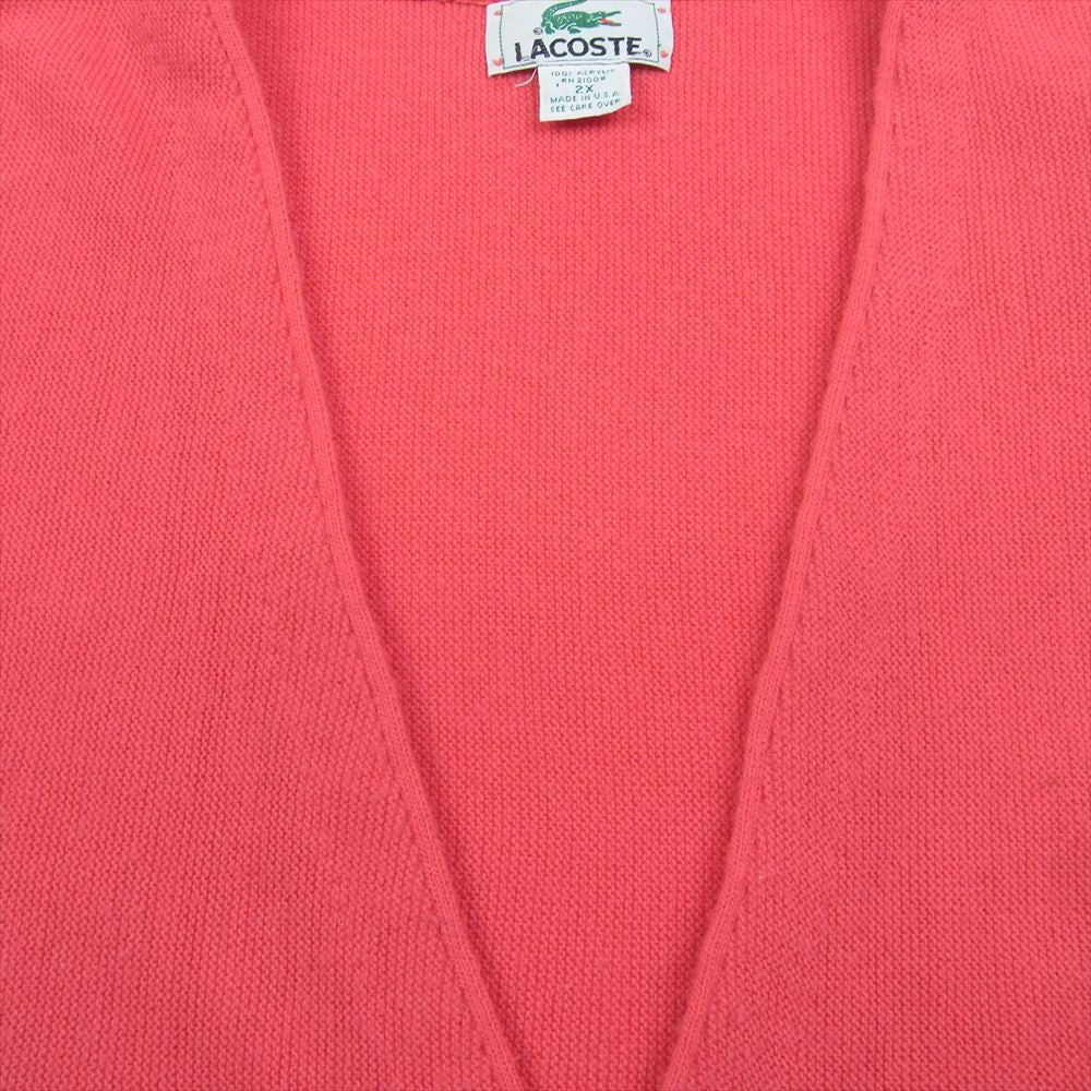 LACOSTE ラコステ 2XL XXL USA製 ワニ ロゴ パッチ カーディガン ピンク系 2X【中古】
