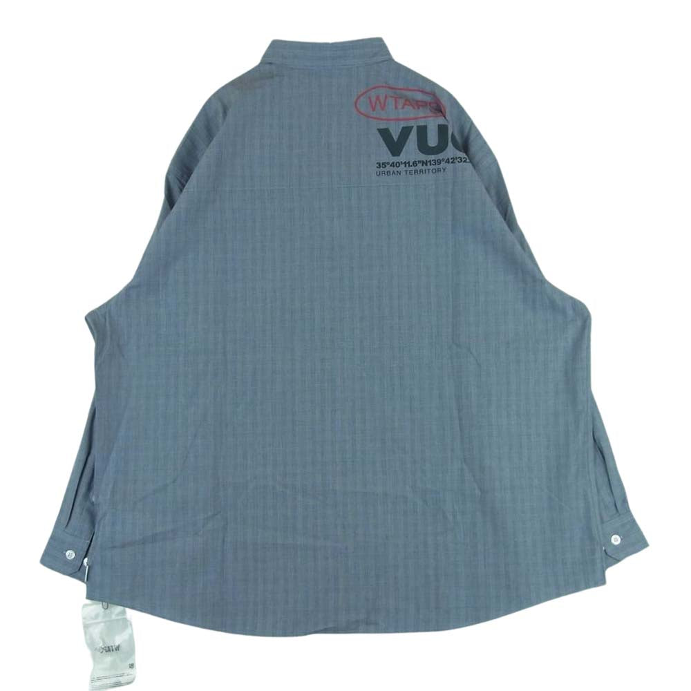 WTAPS ダブルタップス 23AW 232GWDT-SHM02 BD 02 LS COTTON BROADCLOTH TEXTILE PROTECT チェック ボタンダウン 長袖 シャツ グレイッシュブルー系 04【新古品】【未使用】【中古】