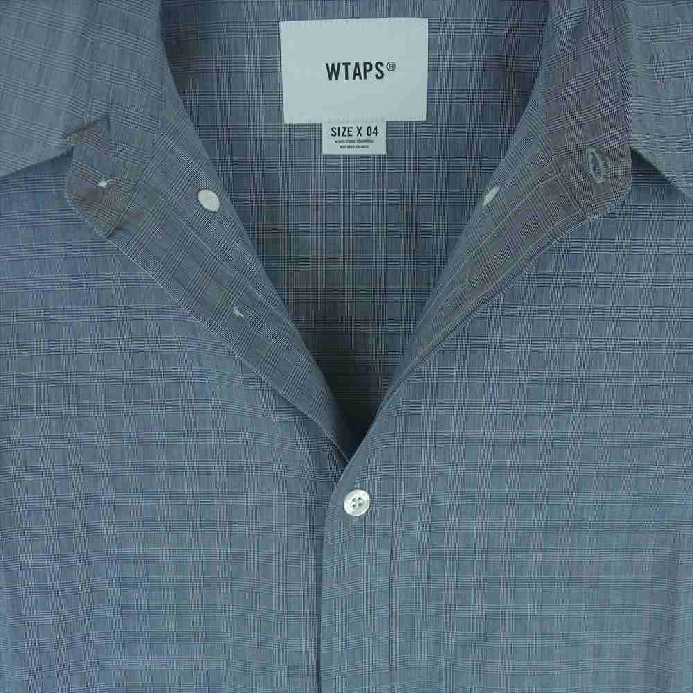 WTAPS ダブルタップス 23AW 232GWDT-SHM02 BD 02 LS COTTON BROADCLOTH TEXTILE PROTECT チェック ボタンダウン 長袖 シャツ グレイッシュブルー系 04【新古品】【未使用】【中古】