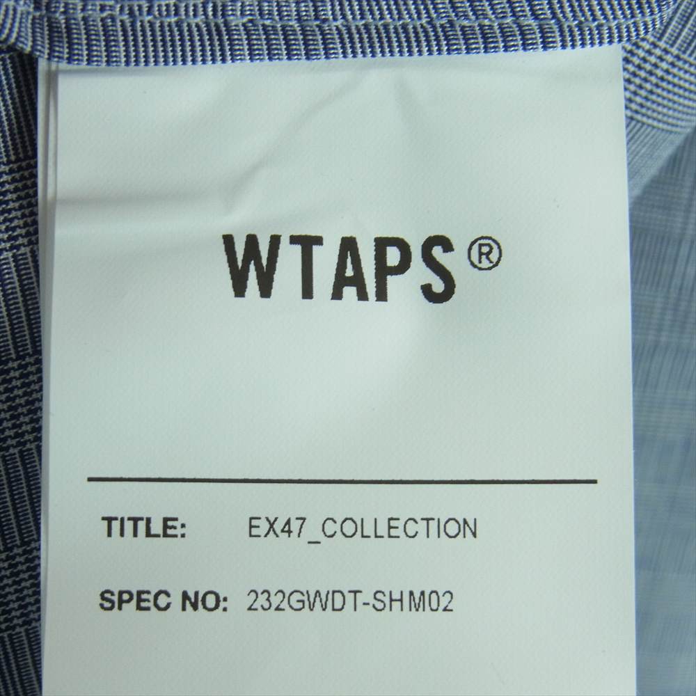WTAPS ダブルタップス 23AW 232GWDT-SHM02 BD 02 LS COTTON BROADCLOTH TEXTILE PROTECT チェック ボタンダウン 長袖 シャツ グレイッシュブルー系 04【新古品】【未使用】【中古】