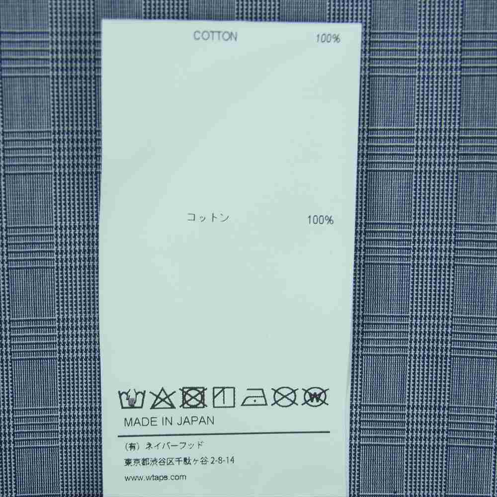 WTAPS ダブルタップス 23AW 232GWDT-SHM02 BD 02 LS COTTON BROADCLOTH TEXTILE PROTECT チェック ボタンダウン 長袖 シャツ グレイッシュブルー系 04【新古品】【未使用】【中古】