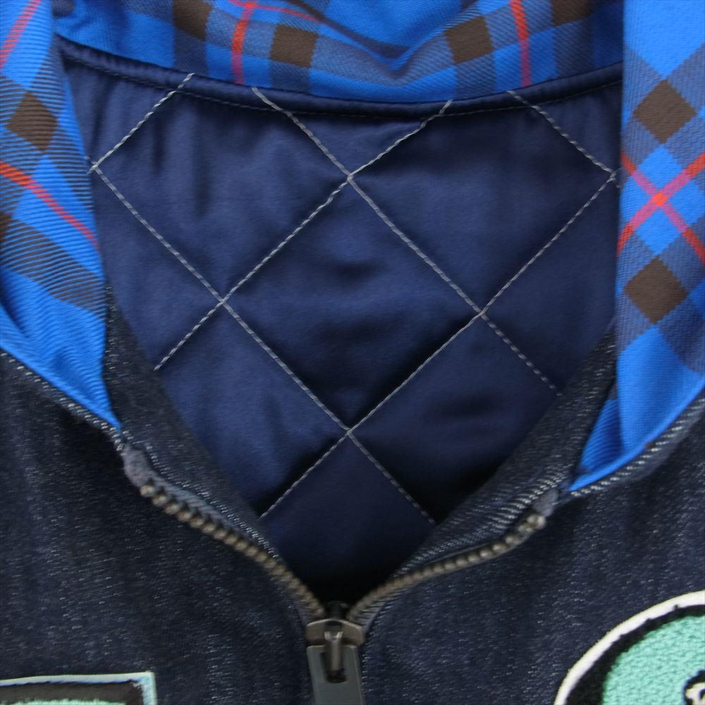 スリーフェイス STADIUM JUMPER 2019 袖カウレザー切替 デニム スタジアムジャンパー スタジャン ジャケット マルチカラー系 S【中古】