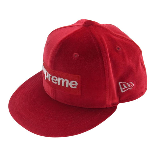 Supreme シュプリーム 22AW Velour Box Logo New Era Cap ベロア ボックスロゴ キャップ ニューエラ レッド系 58.7cm【新古品】【未使用】【中古】