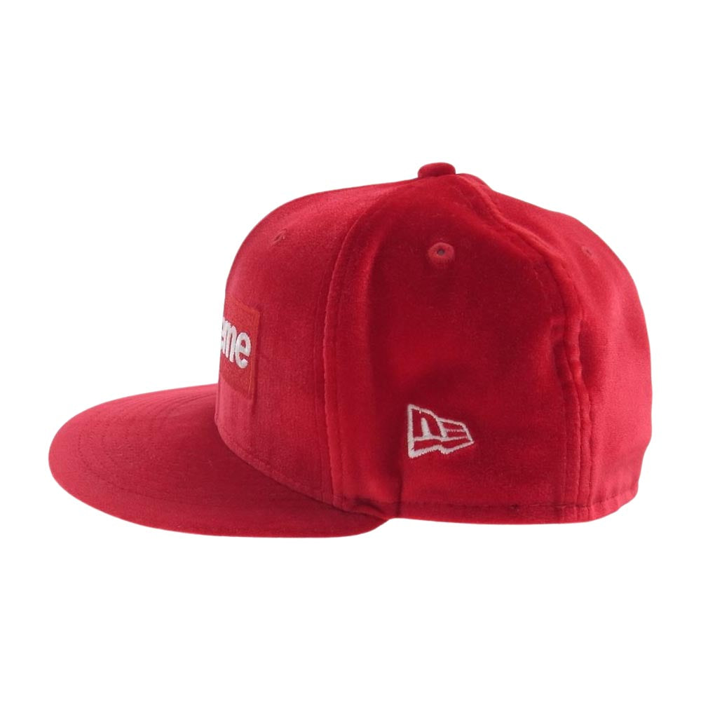Supreme シュプリーム 22AW Velour Box Logo New Era Cap ベロア ボックスロゴ キャップ ニューエラ レッド系 58.7cm【新古品】【未使用】【中古】