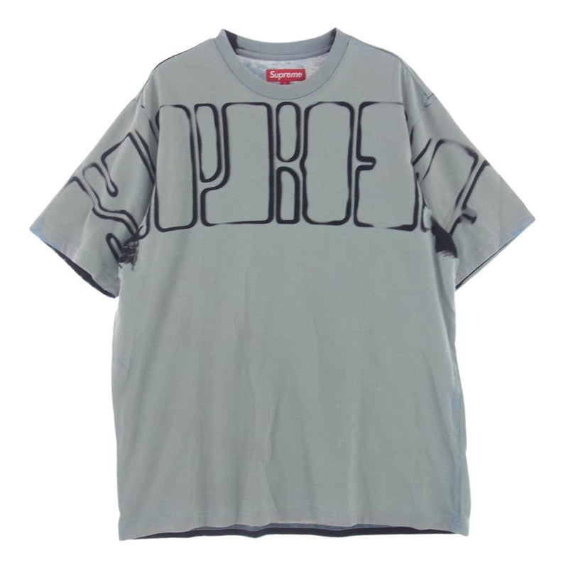 Supreme シュプリーム 23AW OVERPRINT KNOCKOUT S/S TOP オーバープリント ノックアウト Tシャツ ライトエメラルドグリーン系 L【美品】【中古】