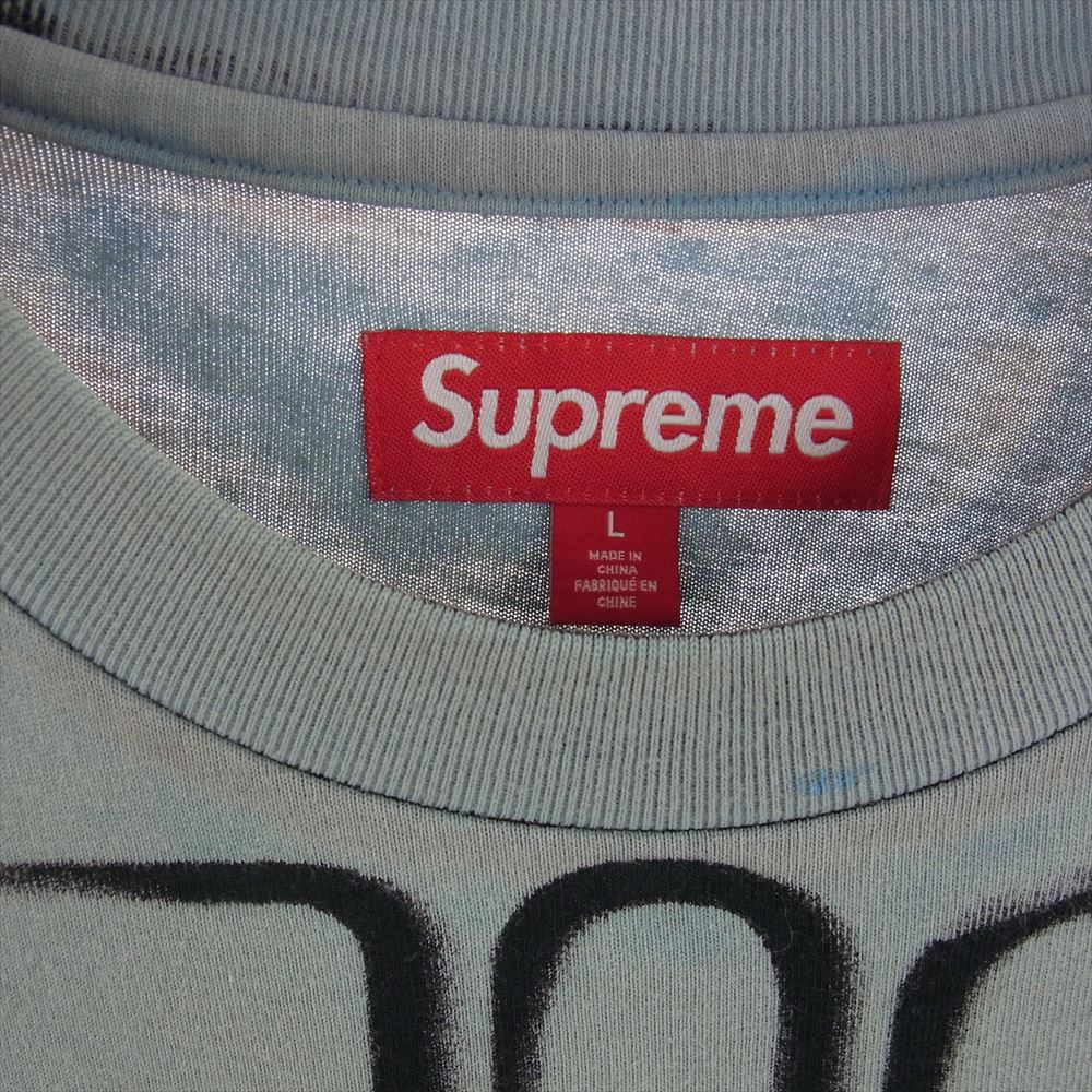 Supreme シュプリーム 23AW OVERPRINT KNOCKOUT S/S TOP オーバープリント ノックアウト Tシャツ ライトエメラルドグリーン系 L【美品】【中古】