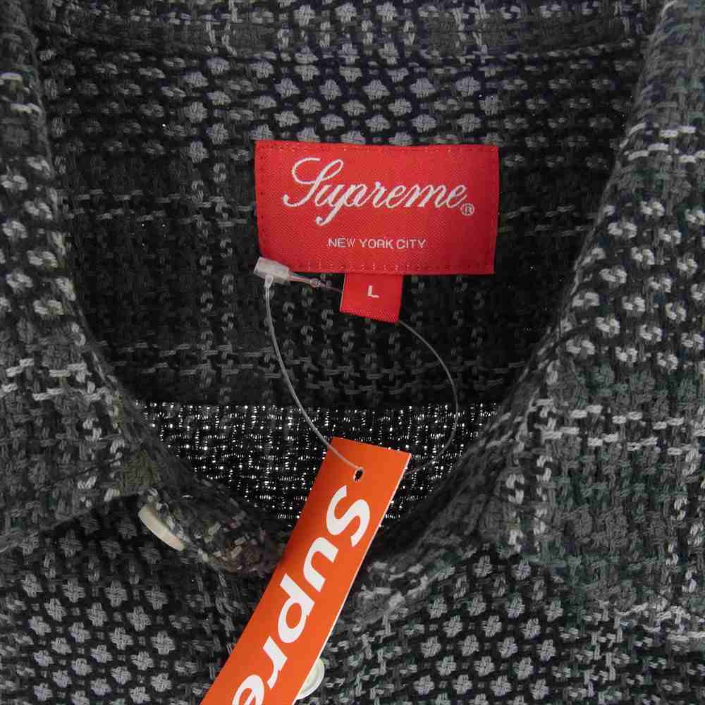 Supreme シュプリーム 23SS Basket Weave Plaid Shirt バスケット ウィーブ プレイド シャツ モスグリーン系 L【極上美品】【中古】